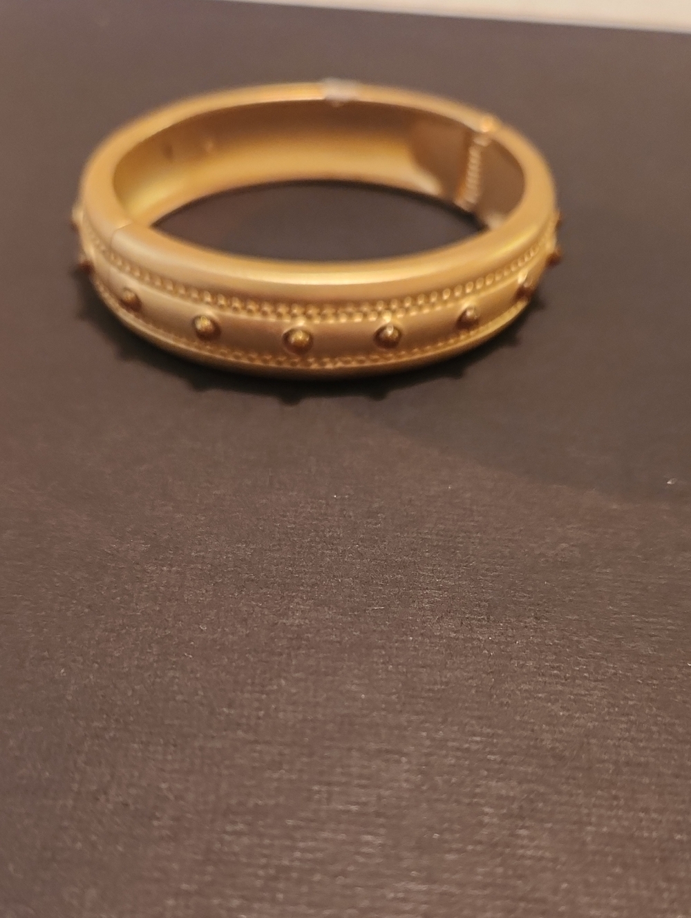 Gold Tone Studded Hinged Bangle Bracelet
